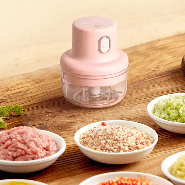Electric Mini Garlic Grinder Chopper Vegetable Meat Fruit Crusher with USB  Cable (Multicolor)