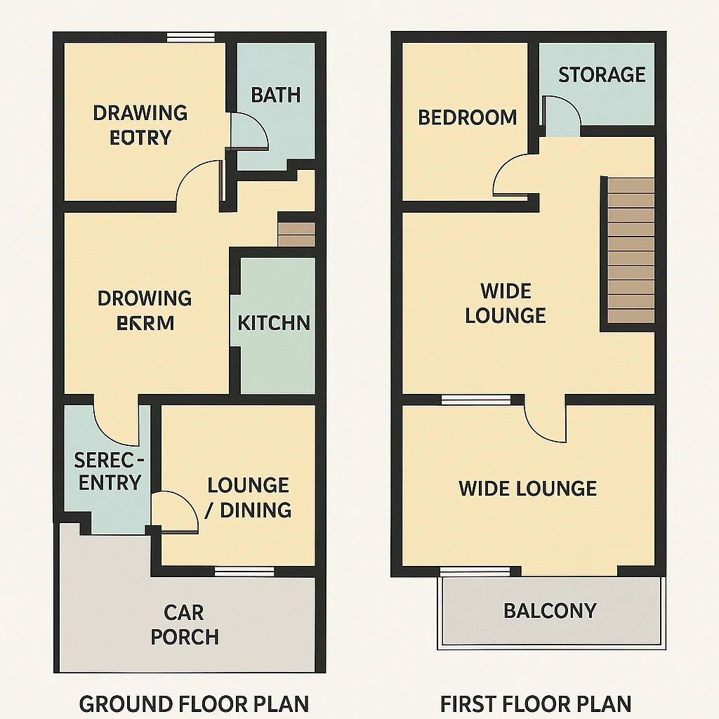 5 Marla House Floor Plans Dimensions - Floor Plan B – Ghar Hub