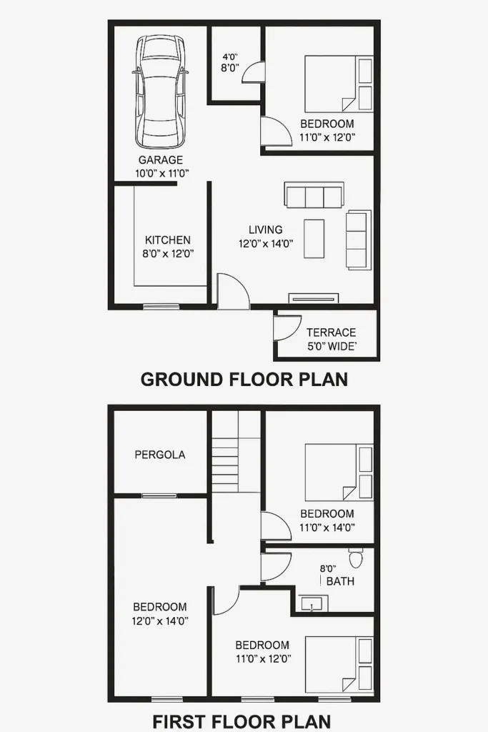 5 Marla House Floor Plans Dimensions - Floor Plan E – Ghar Hub