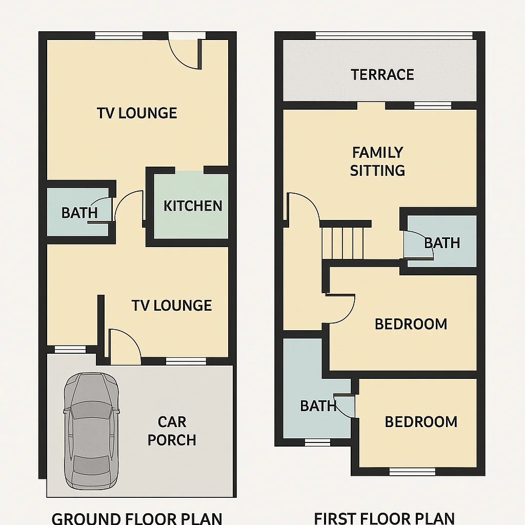 5 Marla House Floor Plans with Dimensions - Floor Plan A - Ghar Hub
