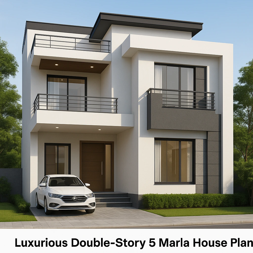 Luxurious Double-Story 5 Marla House Plan (3D Evaluation)