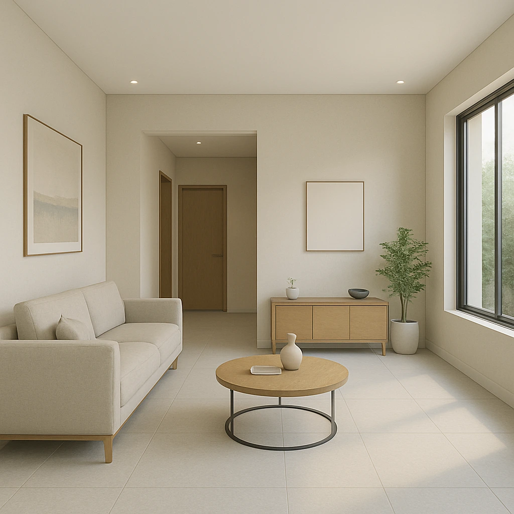 Spacious & Minimalist 5 Marla Layout (Interior – 3D View)