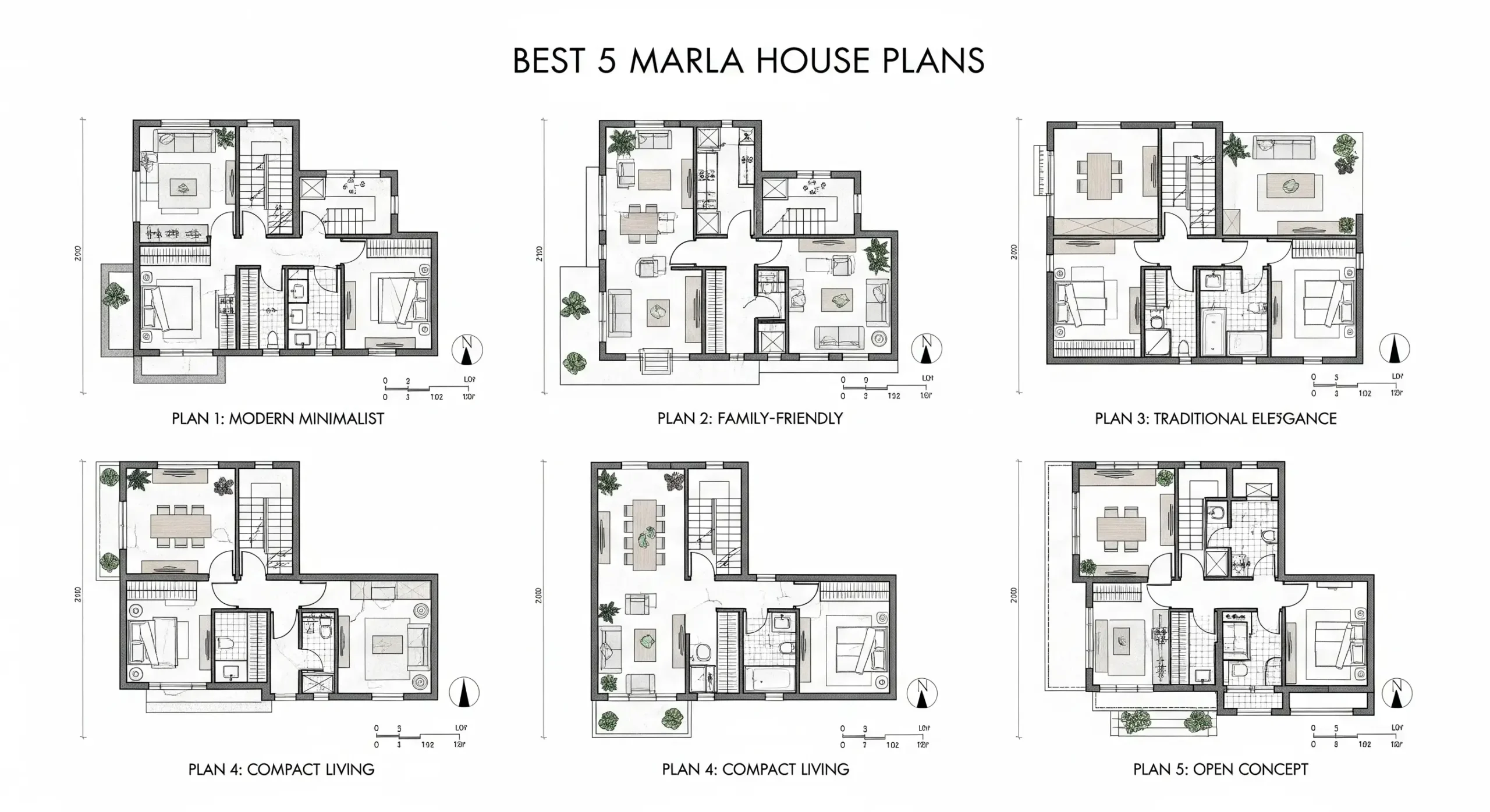 Compact Yet Spacious Best 5 Marla House Plans - GharHub